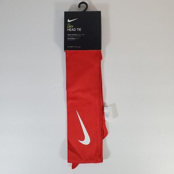 Nike Unisex red DRY Dri-Fit sweat wicking adjustable Head Tie Headband - Red - Picture 2 of 11